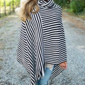 Black & White Stripe Poncho.